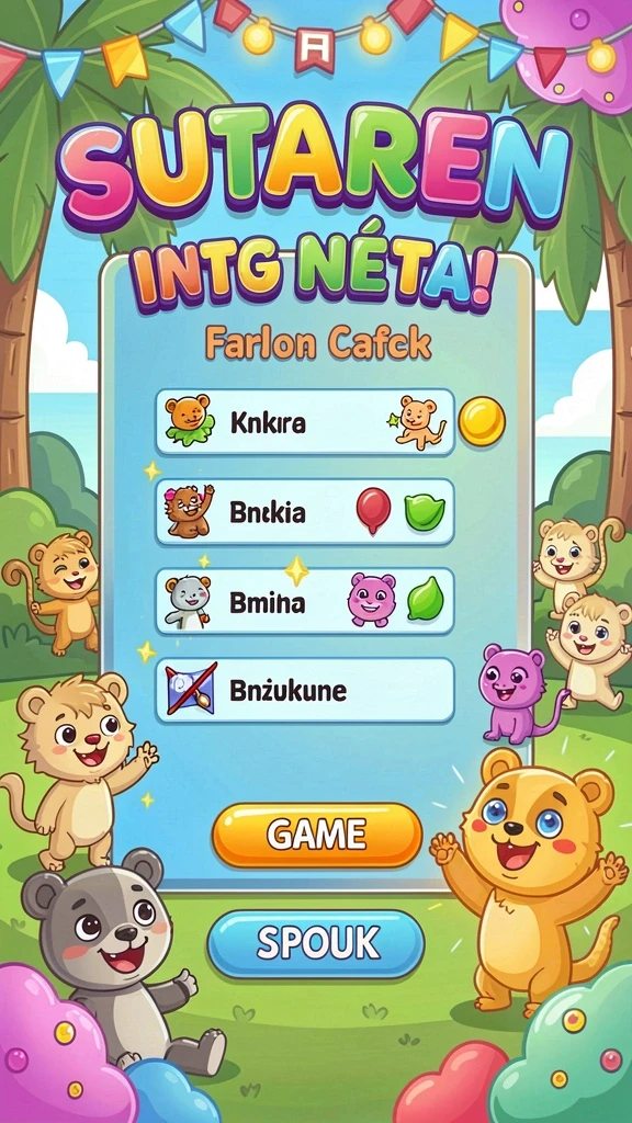 Menu permainan dengan banyak pilihan yang menarik.