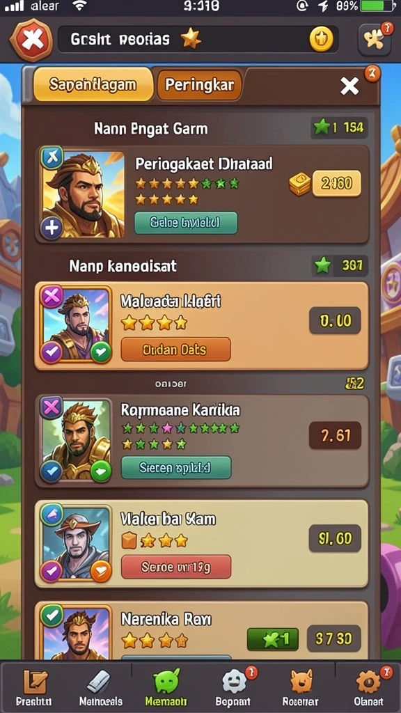 Tampilan karakter yang mendetail dan menarik.